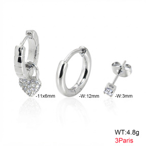 6E4004854bihj-900  316 Pin Ear Stacking Czech Stones & Zircon,Handmade Polished  Stainless Steel Earrings