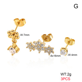 6E4004859vhlj-900  316 Pin 18K PVD Ear Stacking Czech Stones & Zircon,Handmade Polished  Stainless Steel Earrings