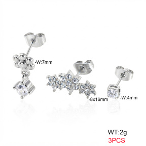 6E4004861ahjb-900  316 Pin Ear Stacking Czech Stones & Zircon,Handmade Polished  Stainless Steel Earrings