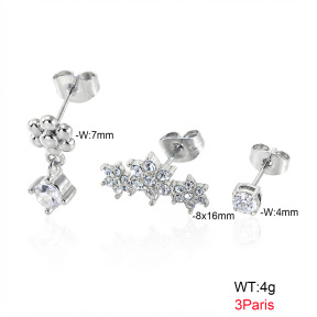 6E4004862aima-900  316 Pin Ear Stacking Czech Stones & Zircon,Handmade Polished  Stainless Steel Earrings