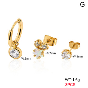 6E4004863bhkh-900  316 Pin 18K PVD Ear Stacking Czech Stones & Synthetic Opal & Zircon,Handmade Polished  Stainless Steel Earrings