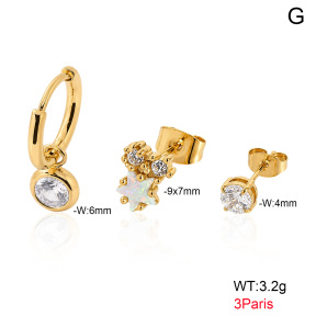 6E4004864aiov-900  316 Pin 18K PVD Ear Stacking Czech Stones & Synthetic Opal & Zircon,Handmade Polished  Stainless Steel Earrings