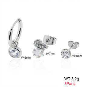 6E4004866aikl-900  316 Pin Ear Stacking Czech Stones & Synthetic Opal & Zircon,Handmade Polished  Stainless Steel Earrings