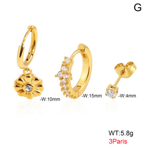 6E4004868ajil-900  316 Pin 18K PVD Ear Stacking Czech Stones & Zircon,Handmade Polished  Stainless Steel Earrings