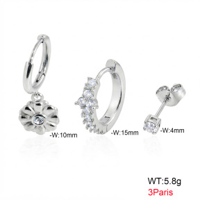 6E4004870aiov-900  316 Pin Ear Stacking Czech Stones & Zircon,Handmade Polished  Stainless Steel Earrings