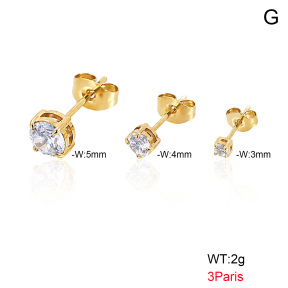6E4004876vhkb-900  316 Pin 18K PVD Ear Stacking Zircon,Handmade Polished  Stainless Steel Earrings