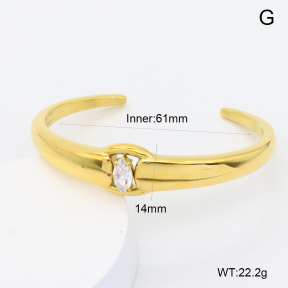 GEB000899vhmv-066  18K PVD Zircon,Handmade Polished  Stainless Steel Bangle  BC24101076B-WT