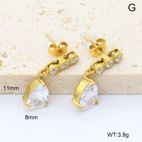 GEE003014bhia-066  316 Pin 18K PVD Zircon,Handmade Polished  Stainless Steel Earrings  BC26010017E-1