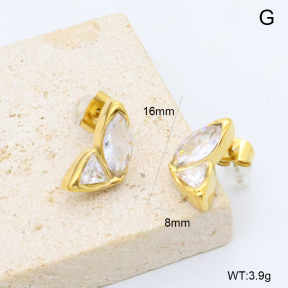 GEE003082bhva-066  BC26050317E-WT  Stainless Steel Earrings  316 Pin 18K PVD Zircon,Handmade Polished