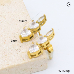 GEE003095bhia-066  BC26010016E-WT  Stainless Steel Earrings  316 Pin 18K PVD Zircon,Handmade Polished