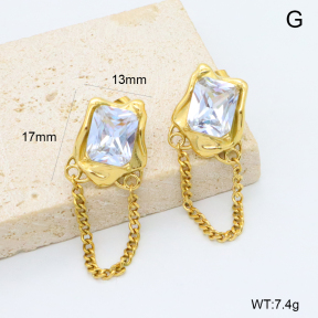 GEE003098bhia-066  BC26040218E  Stainless Steel Earrings  316 Pin 18K PVD Zircon,Handmade Polished