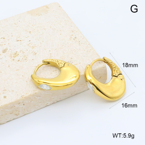GEE003129bhia-066  BC25090298E  Stainless Steel Earrings  316 Pin 18K PVD Zircon,Handmade Polished