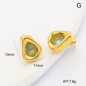 GEE003140bhva-066  316 Pin 18K PVD Zircon,Handmade Polished  Stainless Steel Earrings  BC26060395E-GN