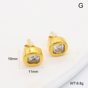 GEE003142bhva-066  316 Pin 18K PVD Zircon,Handmade Polished  Stainless Steel Earrings  BC26060396E-WT