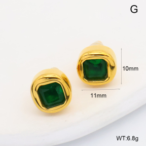 GEE003143bhva-066  316 Pin 18K PVD Zircon,Handmade Polished  Stainless Steel Earrings  BC26060396E-GN
