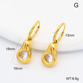 GEE003145bhia-066  316 Pin 18K PVD Zircon,Handmade Polished  Stainless Steel Earrings  BC26060398E-WT