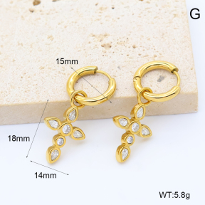 GEE003148vhkb-066  316 Pin 18K PVD Zircon,Handmade Polished  Stainless Steel Earrings  BC26070512E-WT