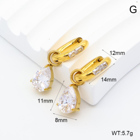GEE003156bhia-066  316 Pin 18K PVD Zircon,Handmade Polished  Stainless Steel Earrings  BC26060366E-2