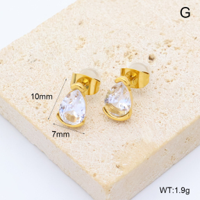 GEE003170abol-066  316 Pin 18K PVD Zircon,Handmade Polished  Stainless Steel Earrings  BC26050310E