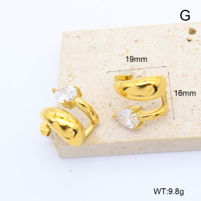 GEE003189bhia-066  316 Pin 18K PVD Zircon,Handmade Polished  Stainless Steel Earrings  BC26050305E-WT