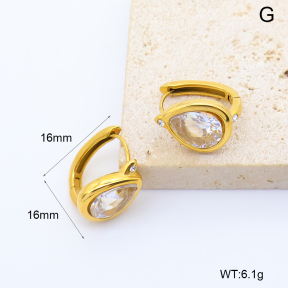 GEE003196bhia-066  316 Pin 18K PVD Zircon,Handmade Polished  Stainless Steel Earrings  BC26050312E