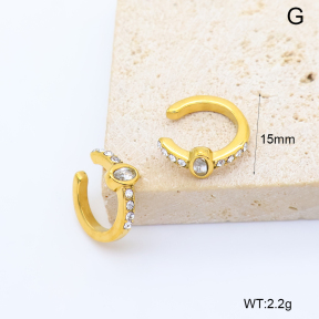GEE003199bhva-066  18K PVD Zircon & Czech Stones,Handmade Polished  Stainless Steel Earrings  BC26040242E-WT
