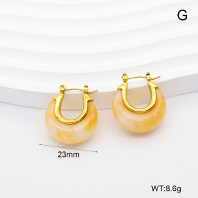 GEE003229bhia-066  316 Pin 18K PVD Resin,Handmade Polished  Stainless Steel Earrings  BC24080670E-WT-2