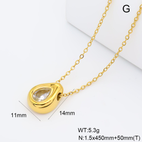 GEN002422bhva-066  18K PVD Zircon,Handmade Polished  Stainless Steel Necklace  BC26060402N-WT