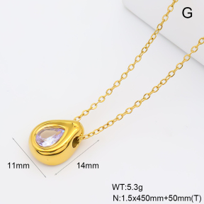 GEN002423bhva-066  18K PVD Zircon,Handmade Polished  Stainless Steel Necklace  BC26060402N-PE