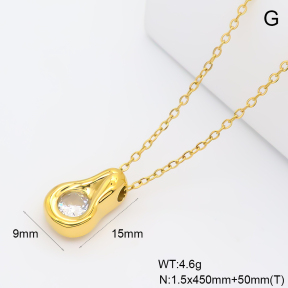 GEN002424bhva-066  18K PVD Zircon,Handmade Polished  Stainless Steel Necklace  BC26060403N-WT