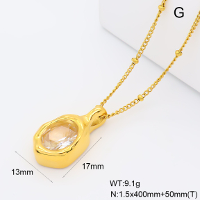 GEN002428bhva-066  18K PVD Zircon,Handmade Polished  Stainless Steel Necklace  BC26060405N-WT