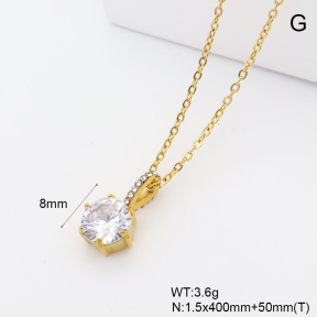 GEN002444bhva-066  18K PVD Zircon & Czech Stones,Handmade Polished  Stainless Steel Necklace  BC26040239N-5