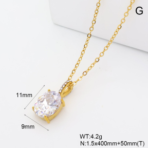 GEN002445bhva-066  18K PVD Zircon & Czech Stones,Handmade Polished  Stainless Steel Necklace  BC26040239N-7