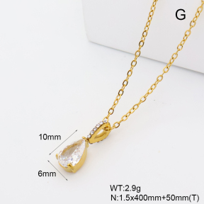 GEN002446bhva-066  18K PVD Zircon & Czech Stones,Handmade Polished  Stainless Steel Necklace  BC26040239N-1