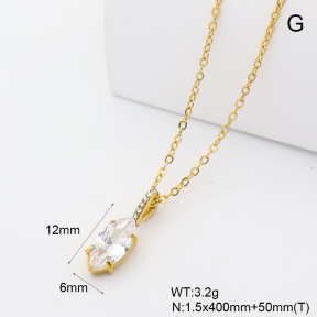 GEN002448bhva-066  18K PVD Zircon & Czech Stones,Handmade Polished  Stainless Steel Necklace  BC26040239N-3