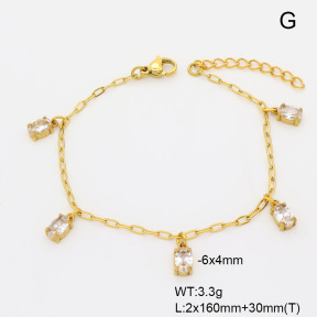 6B4003468vhmv-908  14K PVD Zircon  Stainless Steel Bracelet