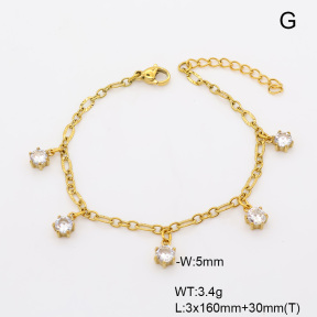 6B4003469vhmv-908  14K PVD Zircon  Stainless Steel Bracelet