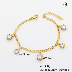 6B4003471vhmv-908  14K PVD Zircon  Stainless Steel Bracelet