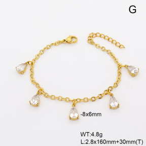 6B4003472vhmv-908  14K PVD Zircon  Stainless Steel Bracelet