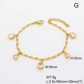 6B4003473vhmv-908  14K PVD Zircon  Stainless Steel Bracelet