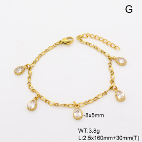 6B4003474vhmv-908  14K PVD Zircon  Stainless Steel Bracelet