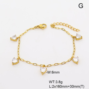 6B4003475vhmv-908  14K PVD Zircon  Stainless Steel Bracelet