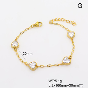 6B4003476bhjl-908  14K PVD Zircon  Stainless Steel Bracelet