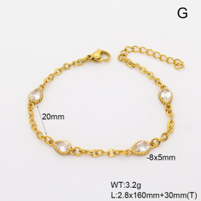 6B4003477bhjl-908  14K PVD Zircon  Stainless Steel Bracelet