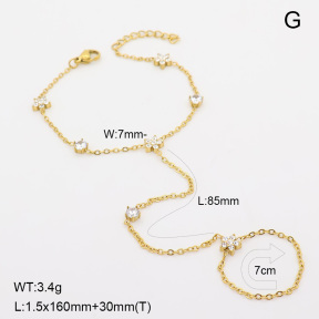 6B4003479vhmv-G029  14K PVD Czech Stones & Zircon  SS Steel Bracelets