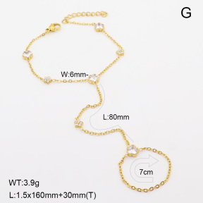 6B4003480vhmv-G029  14K PVD Czech Stones & Zircon  SS Steel Bracelets