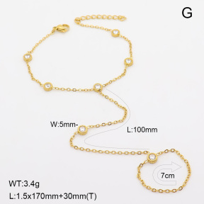 6B4003481ahjb-G029  14K PVD Zircon  SS Steel Bracelets
