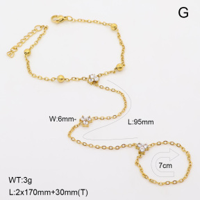 6B4003482bhva-G029  14K PVD Zircon  SS Steel Bracelets