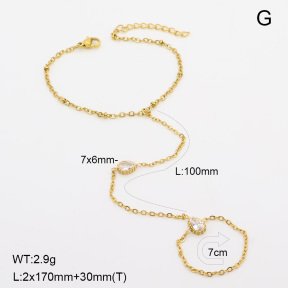 6B4003483vbpb-G029  14K PVD Zircon  SS Steel Bracelets