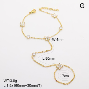 6B4003484vhmv-G029  14K PVD Czech Stones & Zircon  SS Steel Bracelets